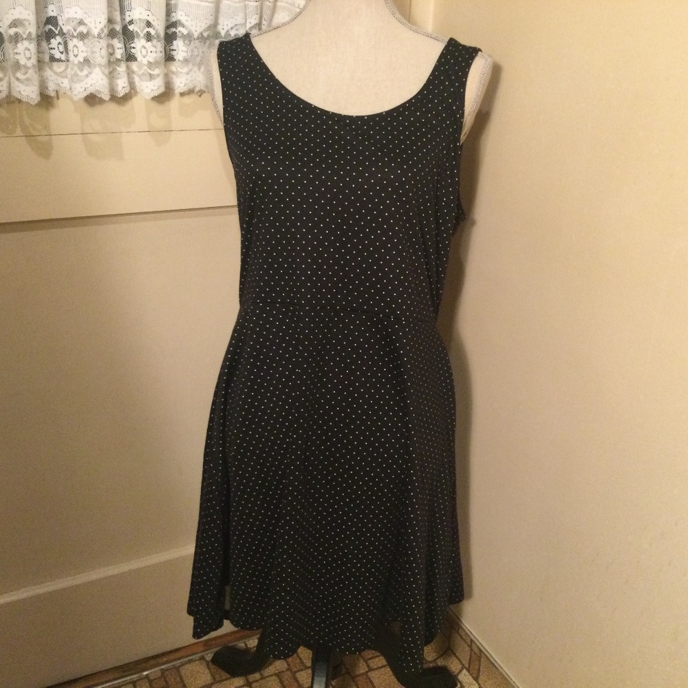 H & M Black Dress with White Polka dots and Crisscross back strap